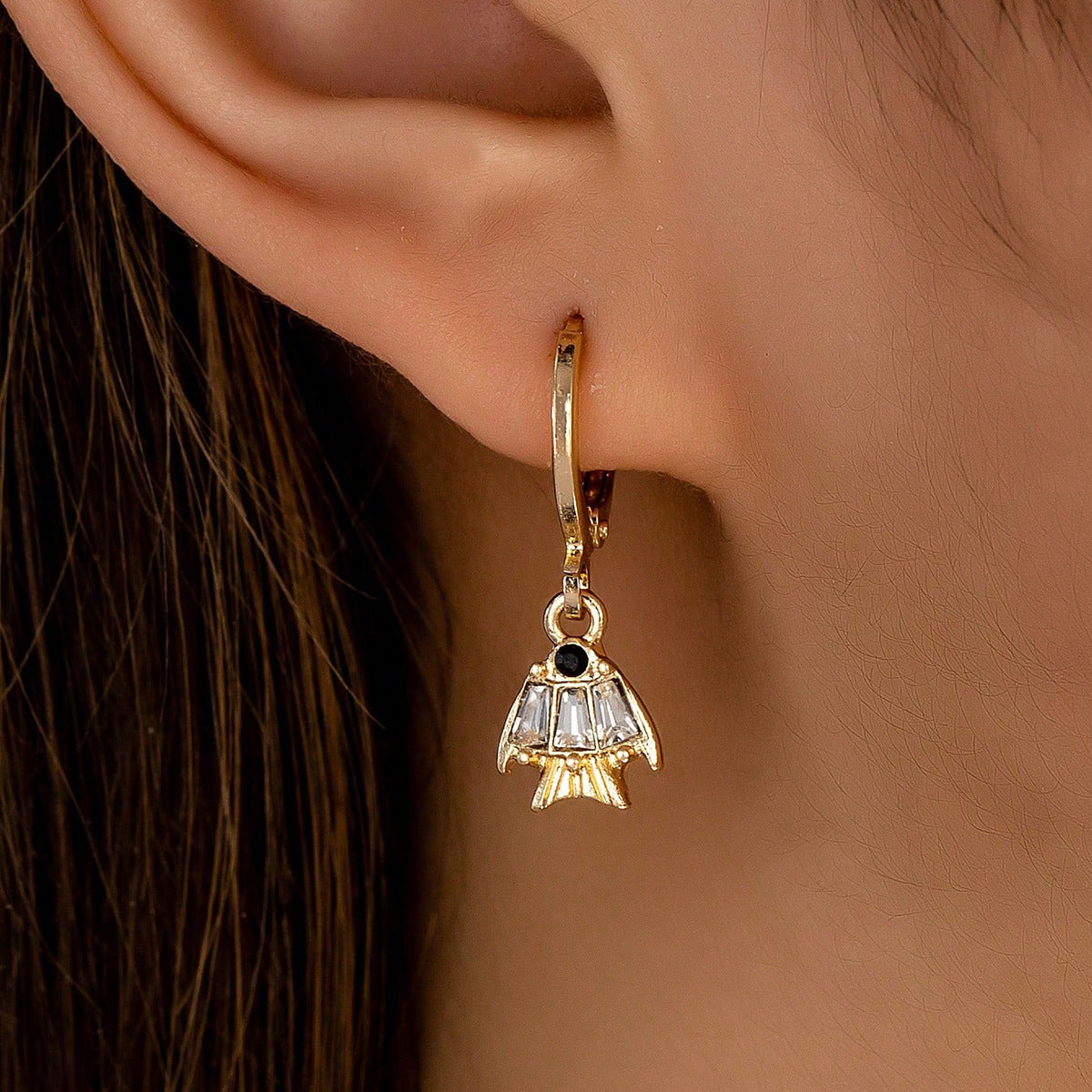 3 Pair Gold Tone Huggie Hoop Earrings Set Tropical Palm Tree Sea Turtle and Fish Charms Beach Holiday Jewellery for Women