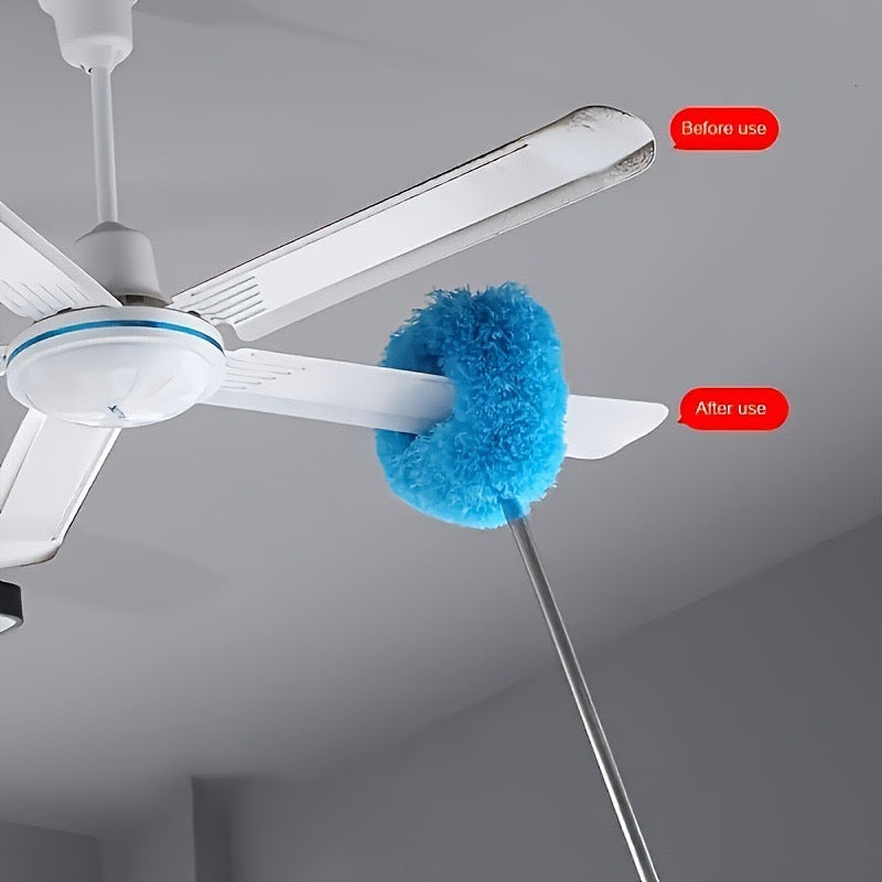 Rose Red 4 Pack Telescopic Microfiber Duster with Extendable Stainless Steel Pole - Anti-Static Ceiling Fan Cleaning Tool for High Reach & Tight Gaps - Washable & Compact Design (33cm - 80cm)