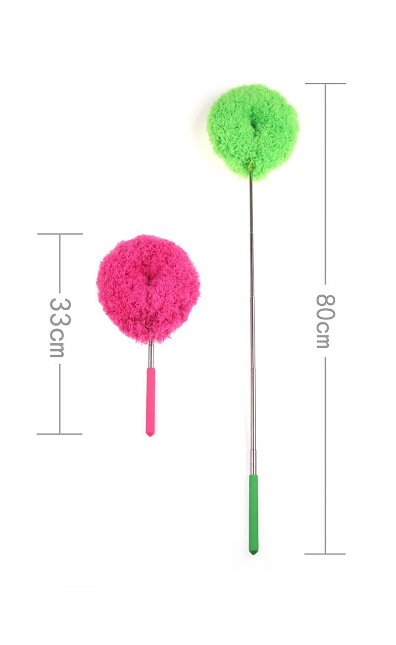 Rose Red 4 Pack Telescopic Microfiber Duster with Extendable Stainless Steel Pole - Anti-Static Ceiling Fan Cleaning Tool for High Reach & Tight Gaps - Washable & Compact Design (33cm - 80cm)