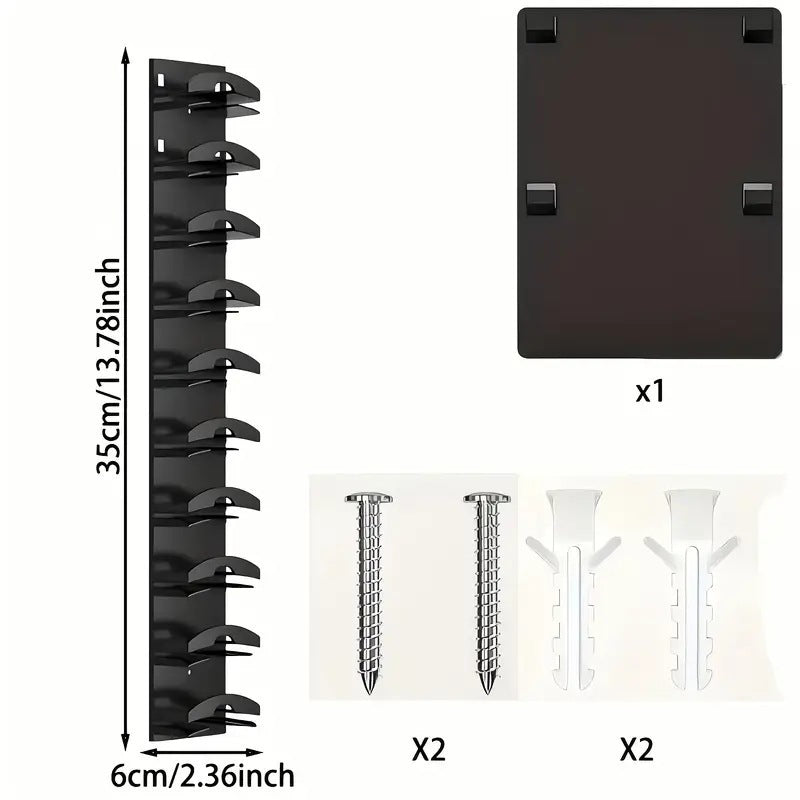 2-Pack 10-Tier White Wall-Mounted Hat Rack with Installation Accessories - Space-Saving Plastic Baseball Cap and Other Hat Organizers