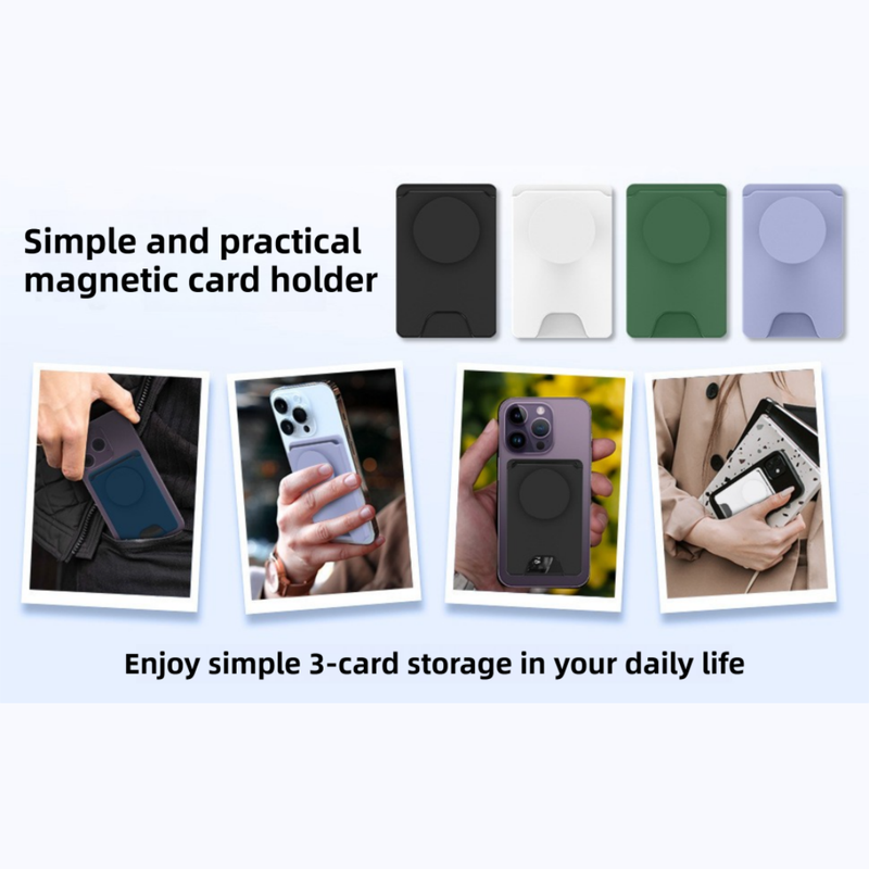 2-Pack 2-in-1 Purple Magnetic Card Wallet Integrated Pop Airbag Stand(9.5x6x0.8 CM) - Including Magnetic Ring, for MagSafe Compatible iPhone 14/13/12 Series & Standard Phone Cases