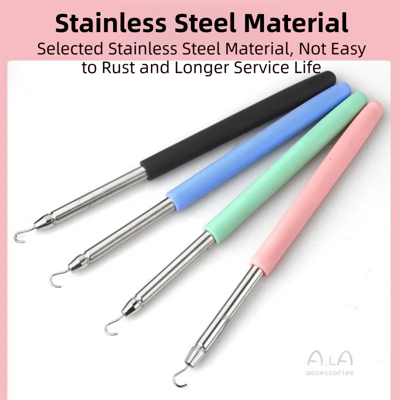 2-Pack Pink Jewelry Fastener Helper Tool - Quick Bracelet & Fine Chain Wearer Aid With Telescopic Titanium Steel Hook
