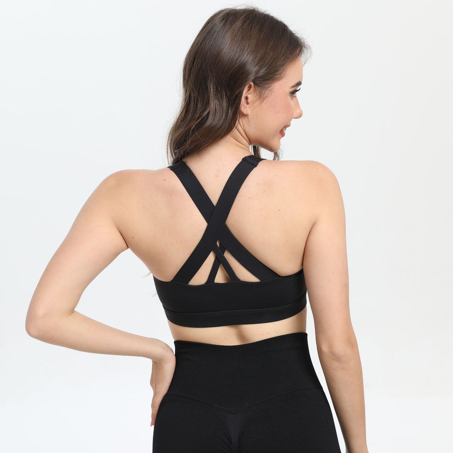 2-Pack Black High-Support Shockproof Sports Bra(S Size) - Women's Backless Yoga Running Vest with Naked-Feel Comfort (Padded & Wire-Free)