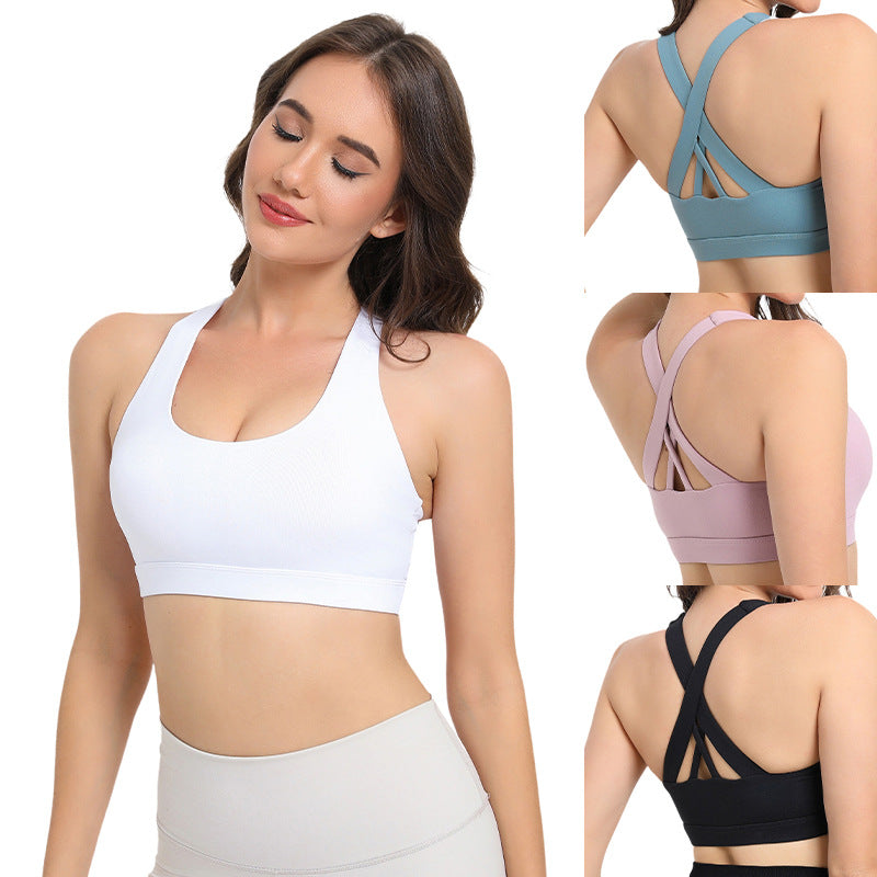 2-Pack Blue High-Support Shockproof Sports Bra(XXL Size) - Women's Backless Yoga Running Vest with Naked-Feel Comfort (Padded & Wire-Free)
