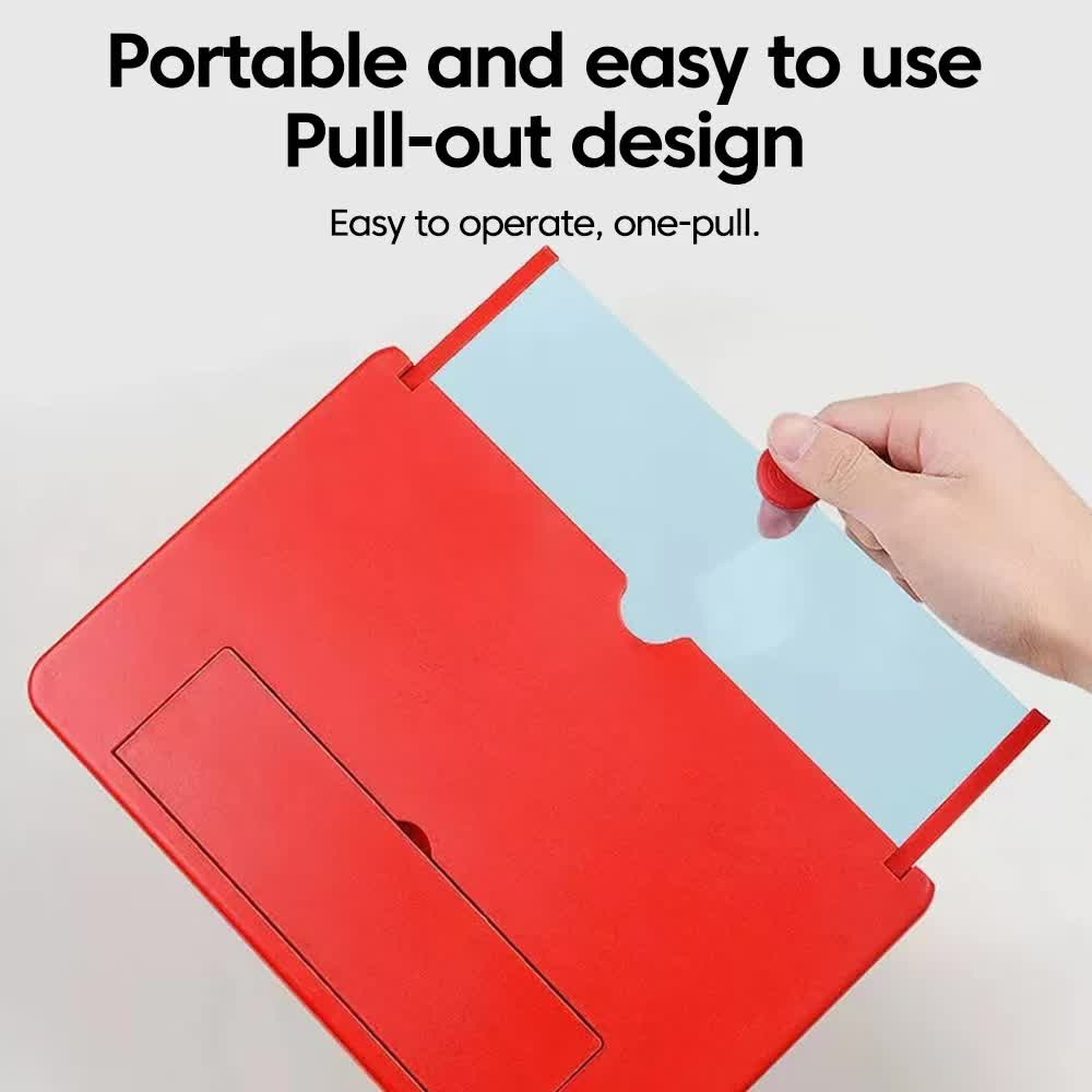 White 14-Inch Ultra-Clear Portable Retractable HD Mobile Phone Screen Magnifier - Eye Protection Fresnel Lens Projector, with Built-in Phone Holder & Adjustable Base