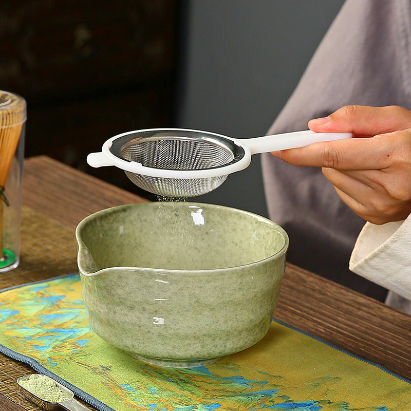Green and white Complete Matcha Tea Ceremony Set - 4-Piece Japanese Traditional Whisk, Bowl, Whisk Holder & Scoop for Authentic Preparation at Home