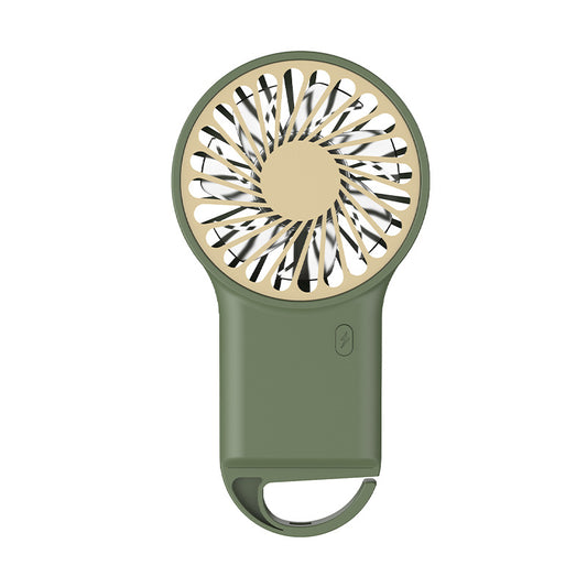 2-PCS Green New Portable Handheld Air Cooler Fan - Foldable Desktop USB Rechargeable Mini Fan with Climbing Buckle