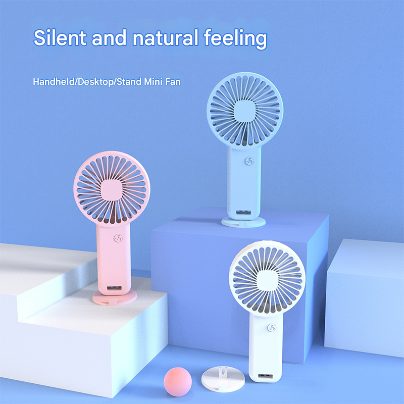 2-PCS White Portable USB Rechargeable Mini Handheld Fan with Desktop Base & Phone Stand - 3-Speed Quiet Operation