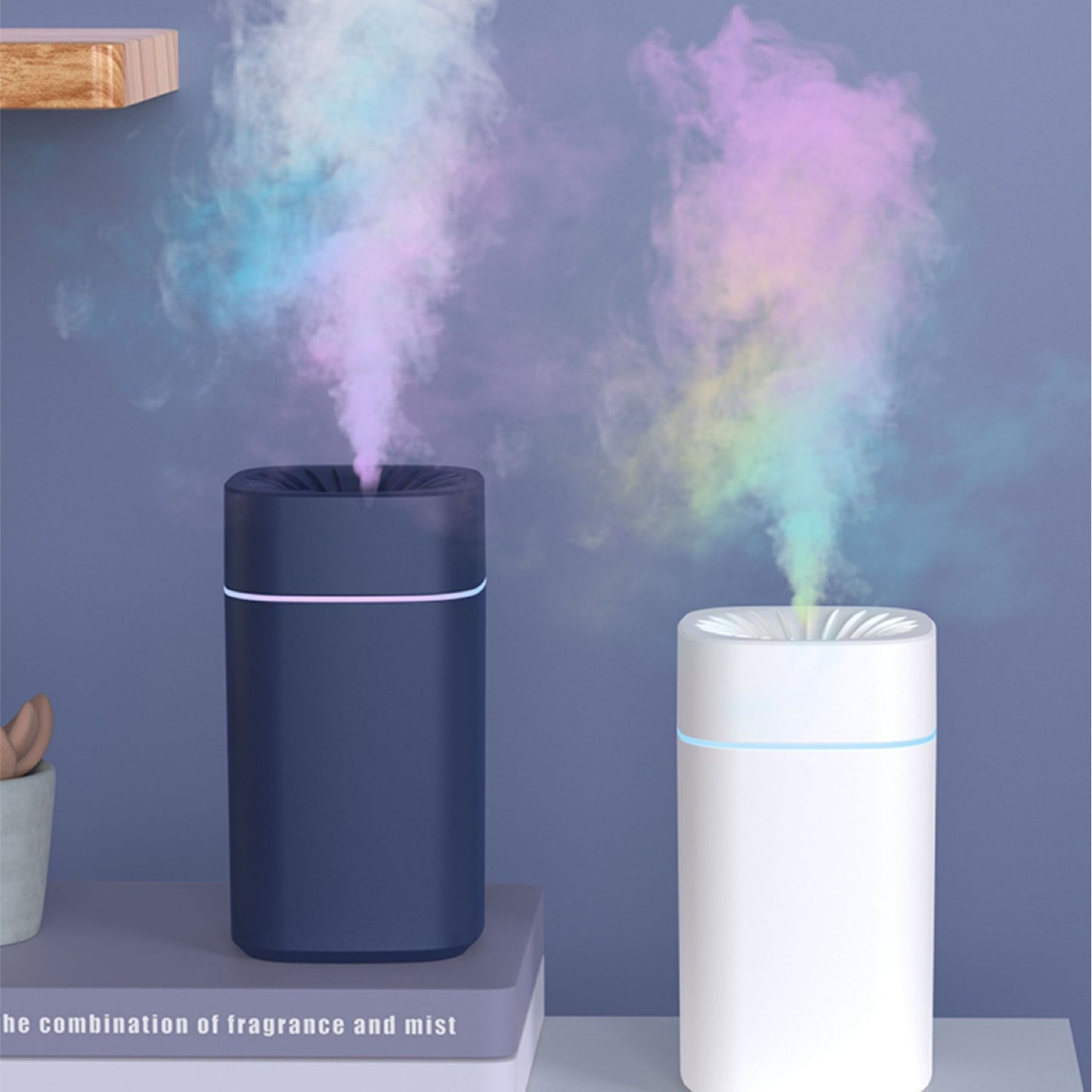 White 2-in-1 Ultrasonic Air Humidifier with 7-Color LED Night Light - Quiet Desktop Mini Humidifier for Home, Office, Bedroom