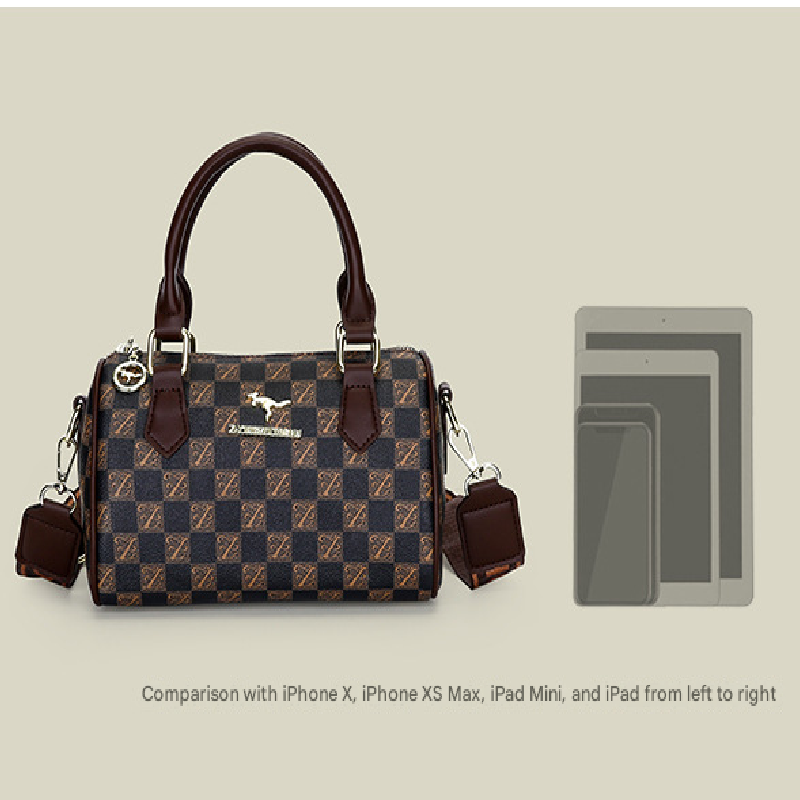 Brown bear Stylish PU Leather Boston Bag - Elegant Retro Single Shoulder Crossbody Handbag for Women
