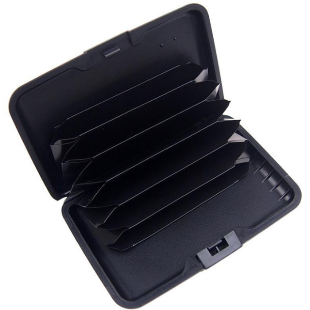 3-Pcs Black Slim Aluminium Credit Card Holder RFID Blocking Wallet Hard Shell Case Business Card Organiser Lightweight Pocket Size for Everyday Use