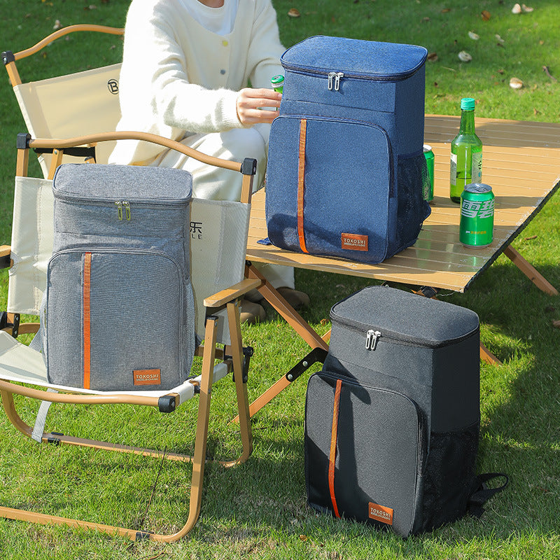 Black Large Capacity Insulated Cooler Backpack 20.5L Leakproof Thermal Lunch Bag Waterproof Soft Sided Cooling Rucksack for Camping Picnic Beach & Work