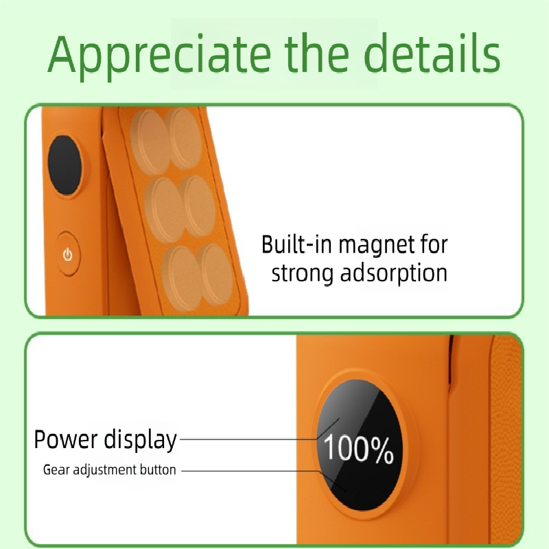Pink Portable Handheld Fan 350 Degree Rotation Foldable Neck Hanging Waist Fan with Magnetic Base LED Display 5 Speed Personal Fan