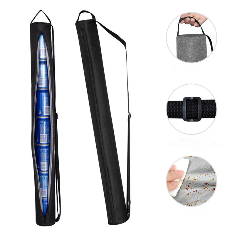 Grey Insulated Golf Beer Cooler Bag Cylindrical Tube Design with PEVA Lining 25cm Portable Crossbody Shoulder Strap for Australian Golf and BBQs