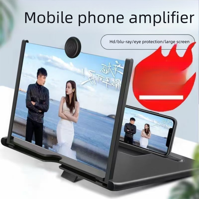 Red Portable 10-Inch Mobile Phone Screen Magnifier with Foldable Stand - 3D HD Video Amplifier for Movies & Reading - Pull-Out Design Compatible with All Smartphones - Ideal for Home, Travel & Camping
