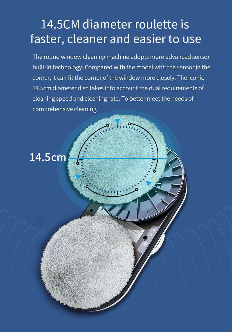 Smart Robot Window Cleaner - Automatic Glass Cleaning Washer with Remote Control - 2800Pa Suction & UPS Safety System - Includes 10 Microfibre Pads