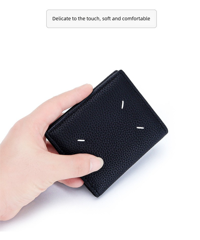Women's Genuine Leather Bi-fold Wallet - Slim Short Purse with Coin Pocket & RFID Blocking - Soft Cowhide Minimalist Card Holder - Blue
