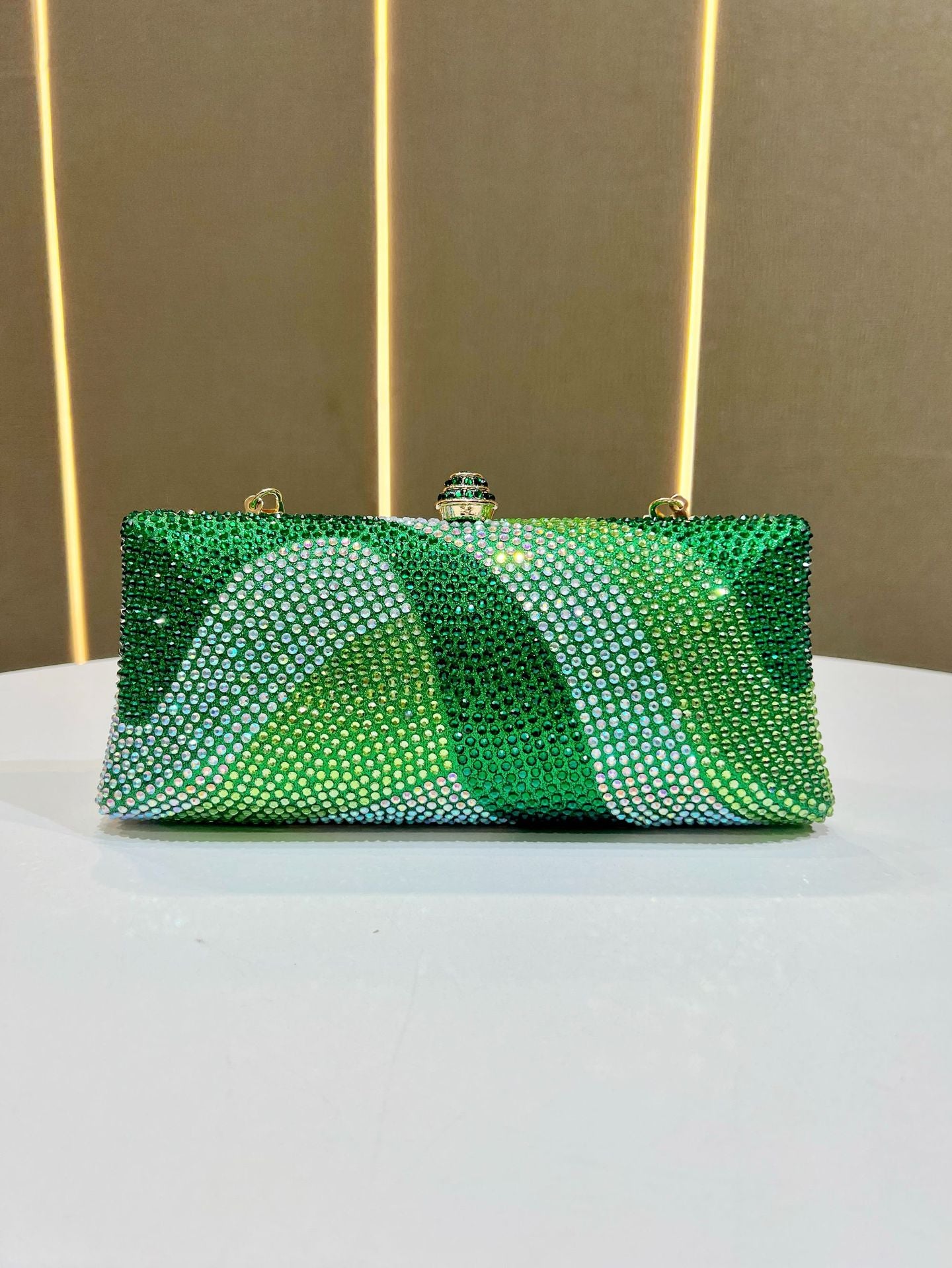 Luxury Golden Rhinestone Evening Clutch Bag Women Crystal Sparkle Formal Purse with Chain Strap for Wedding Party Prom