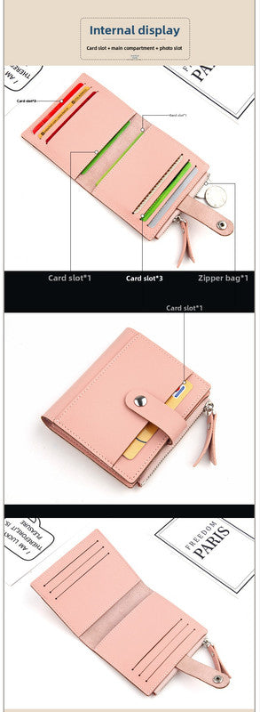 Women's Small Wallet PU Leather Card Holder with Zipper Coin Pocket - Purple Short Purse with 9 Card Slots & ID Window - Compact Bifold Design for Ladies