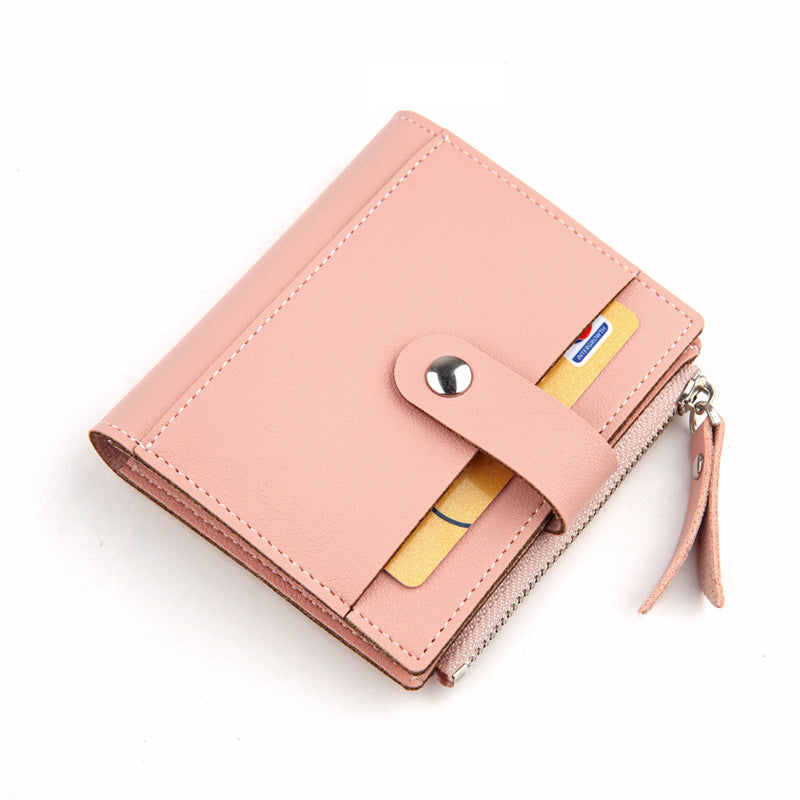 Women's Small Wallet PU Leather Card Holder with Zipper Coin Pocket - Black Short Purse with 9 Card Slots & ID Window - Compact Bifold Design for Ladies