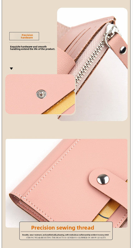 Women's Small Wallet PU Leather Card Holder with Zipper Coin Pocket - Brown Short Purse with 9 Card Slots & ID Window - Compact Bifold Design for Ladies