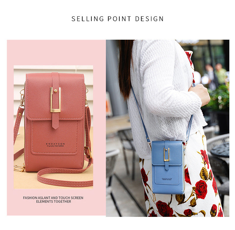 Women's Crossbody Phone Bag with Clear Touch Screen Window PU Leather Wallet Purse Multi-Pocket Shoulder Handbag Adjustable Strap Card Holder Black