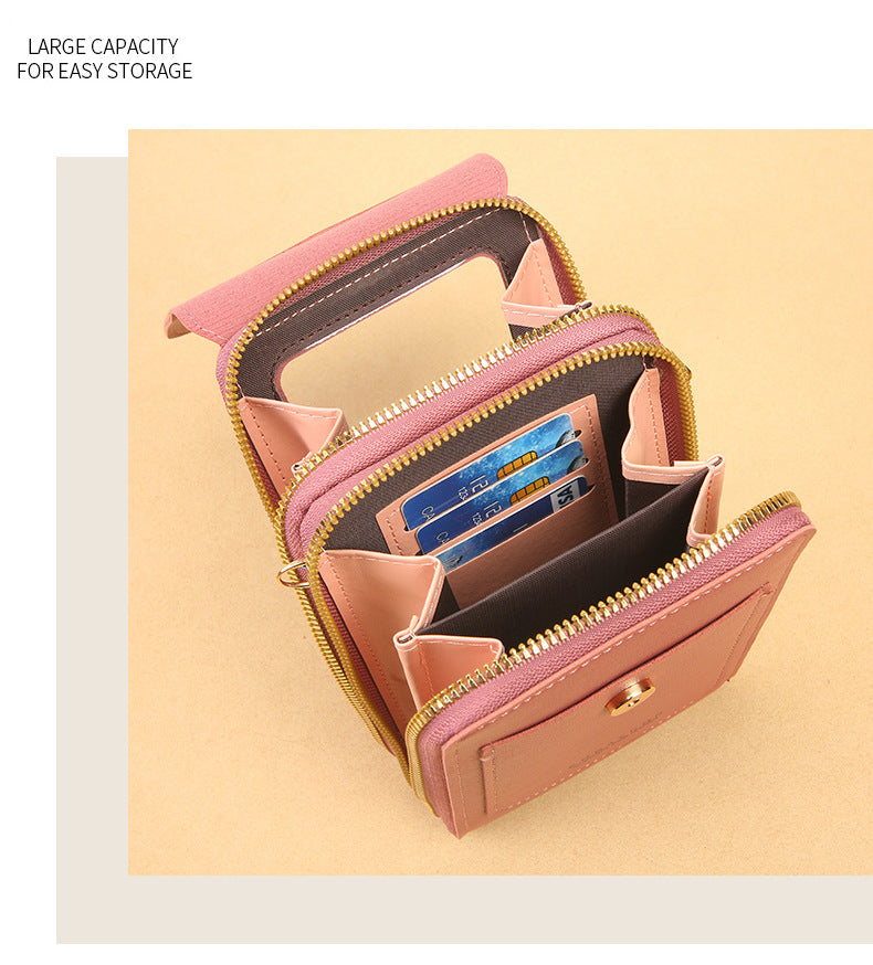 Women's Crossbody Phone Bag with Clear Touch Screen Window PU Leather Wallet Purse Multi-Pocket Shoulder Handbag Adjustable Strap Card Holder Black