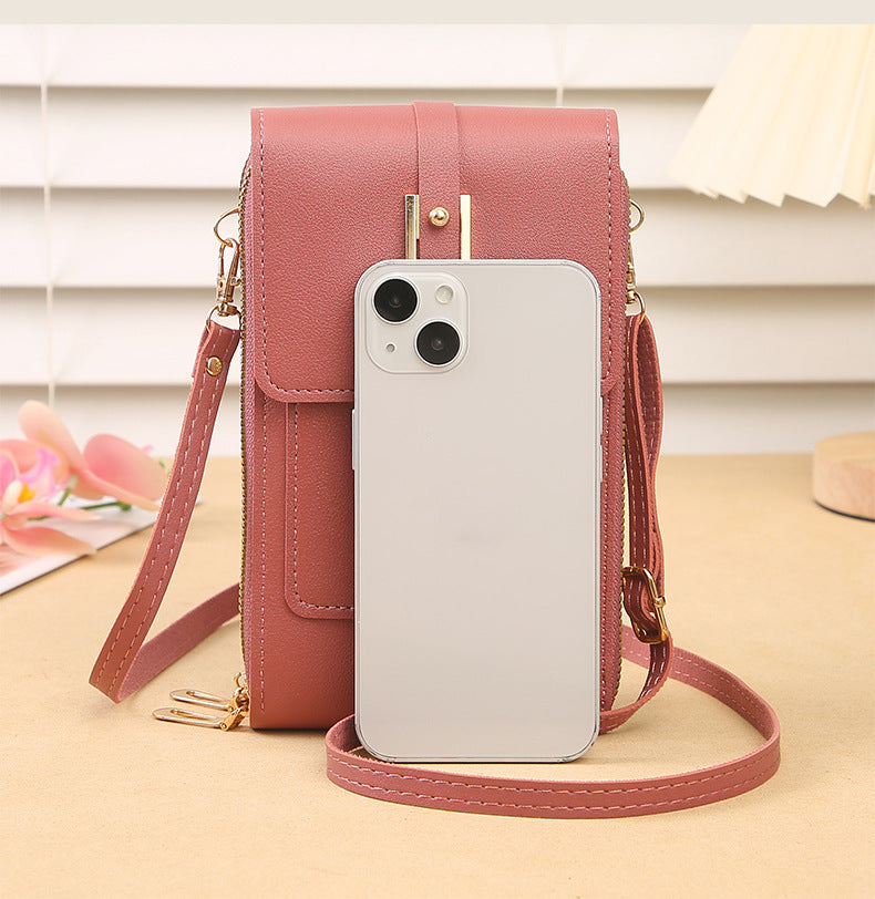 Women's Crossbody Phone Bag with Clear Touch Screen Window PU Leather Wallet Purse Multi-Pocket Shoulder Handbag Adjustable Strap Card Holder Reseda