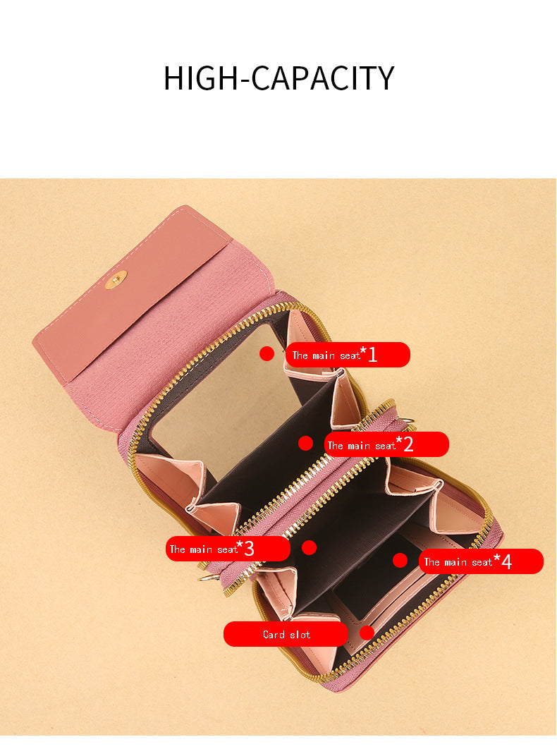 Women's Crossbody Phone Bag with Clear Touch Screen Window PU Leather Wallet Purse Multi-Pocket Shoulder Handbag Adjustable Strap Card Holder Dark pink