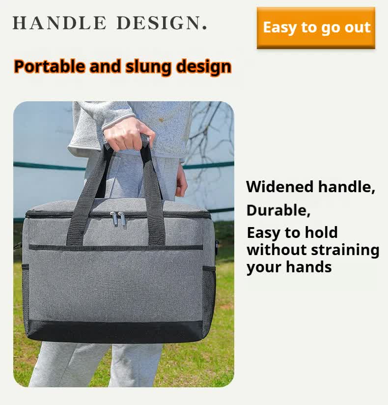 Large 35L Insulated Cooler Bag Soft Sided Leakproof Thermal Tote for Camping Beach Picnic BBQ Heavy Duty Grocery Carrier Navy Blue