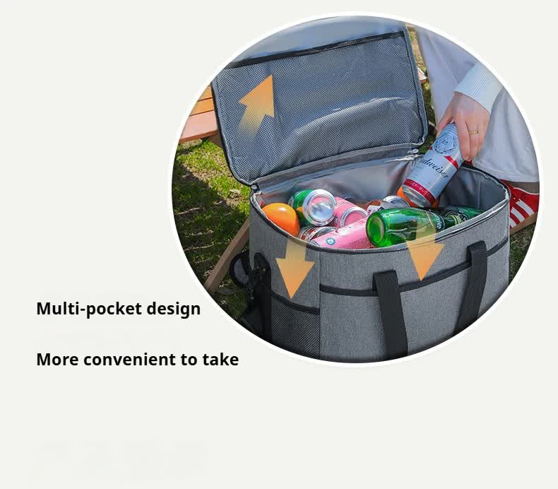 Large 35L Insulated Cooler Bag Soft Sided Leakproof Thermal Tote for Camping Beach Picnic BBQ Heavy Duty Grocery Carrier Navy Blue