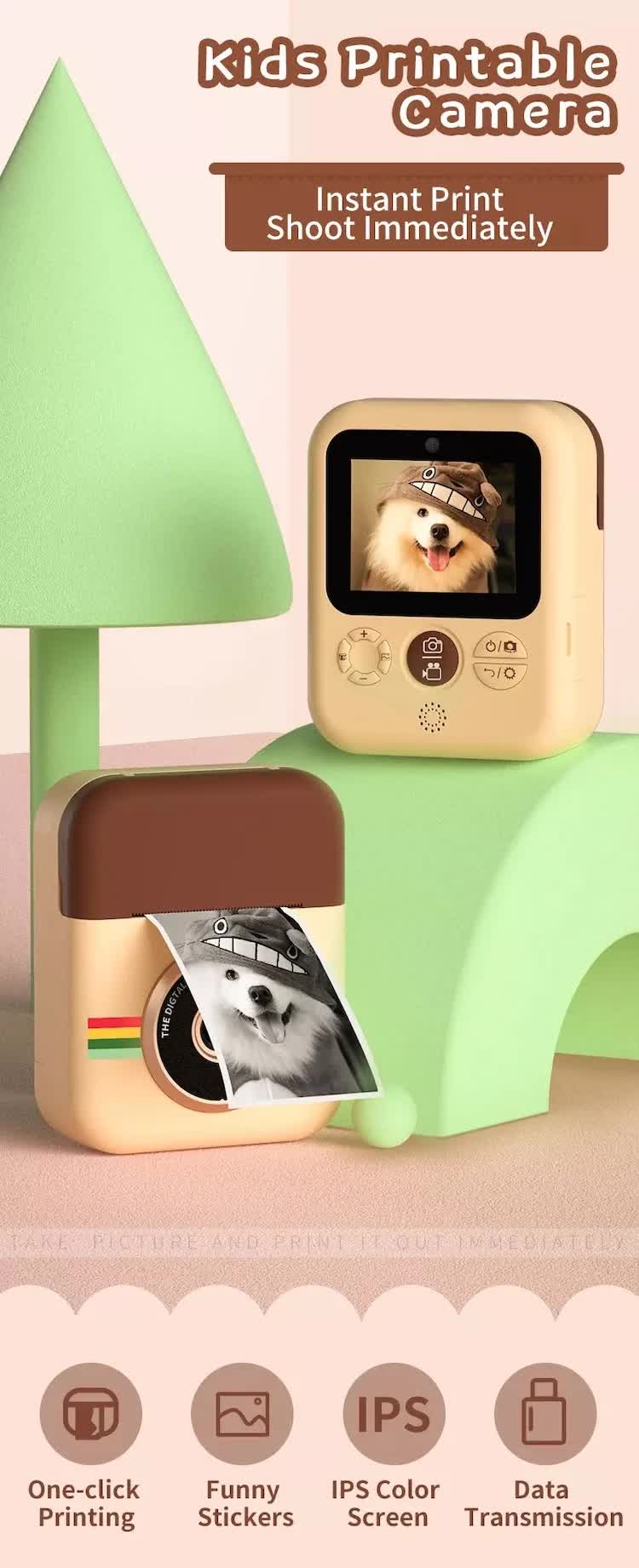 Kids Instant Print Camera with 3 Paper Rolls - Zero Ink Thermal Digital Camera & Video Recorder - 1080P Dual Lens Selfie Toy for Boys & Girls - Purple