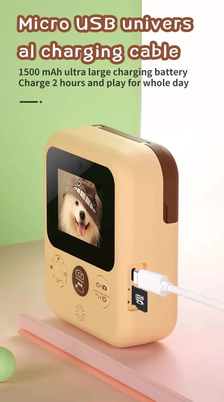 Kids Instant Print Camera with 16GB SD Card & 3 Paper Rolls - Retro Thermal Digital Camera & Video Recorder - 1080P Dual Lens Selfie Toy Gift - Brown