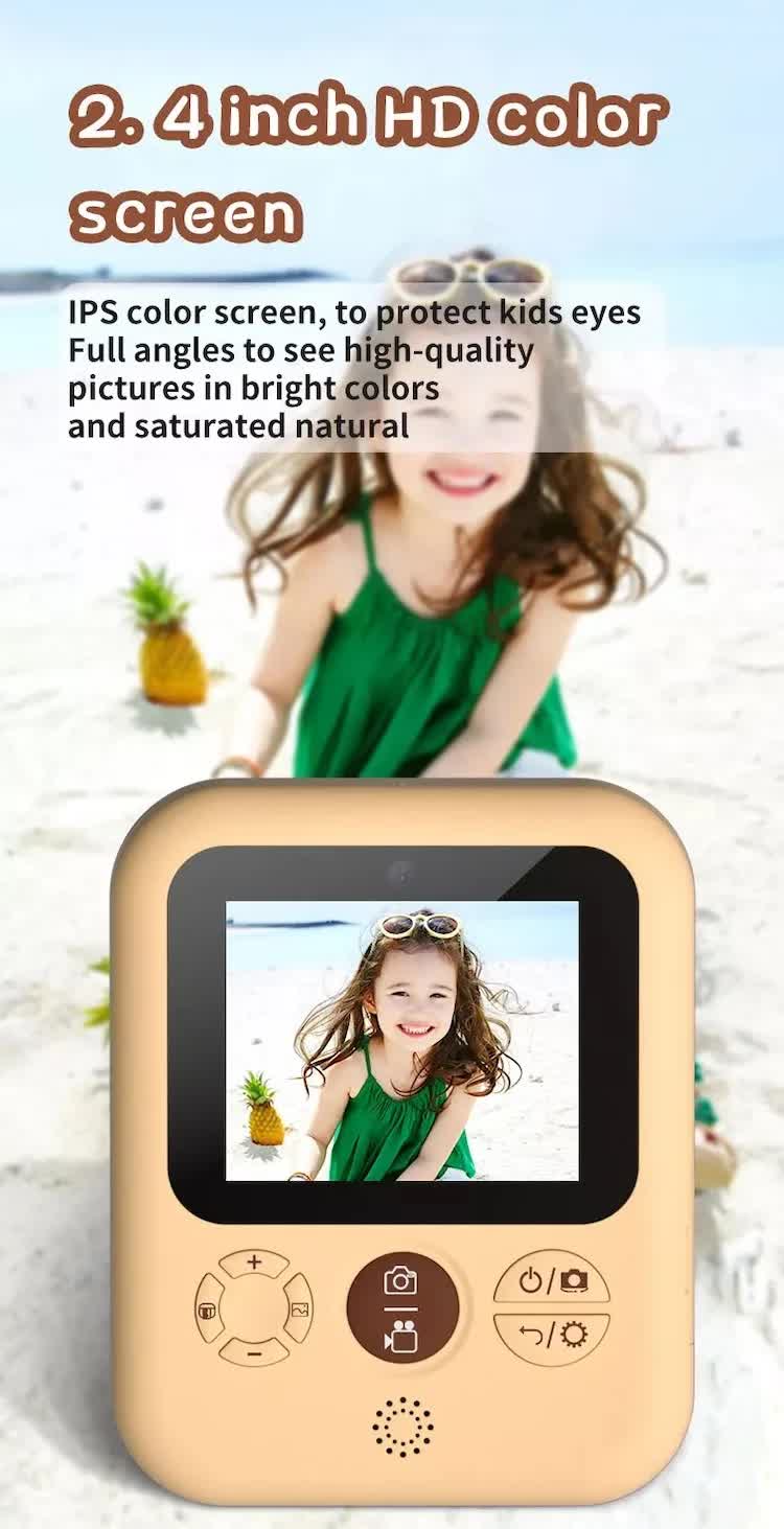 Kids Instant Print Camera with 32GB SD Card & 3 Paper Rolls - Retro Thermal Digital Camera & Video Recorder - 1080P Dual Lens Selfie Toy Gift - Purple