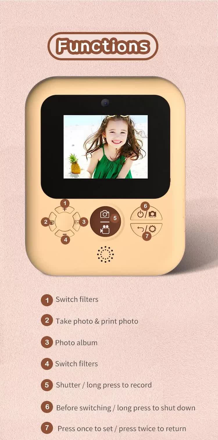 Kids Instant Print Camera with 32GB SD Card & 3 Paper Rolls - Retro Thermal Digital Camera & Video Recorder - 1080P Dual Lens Selfie Toy Gift - Purple