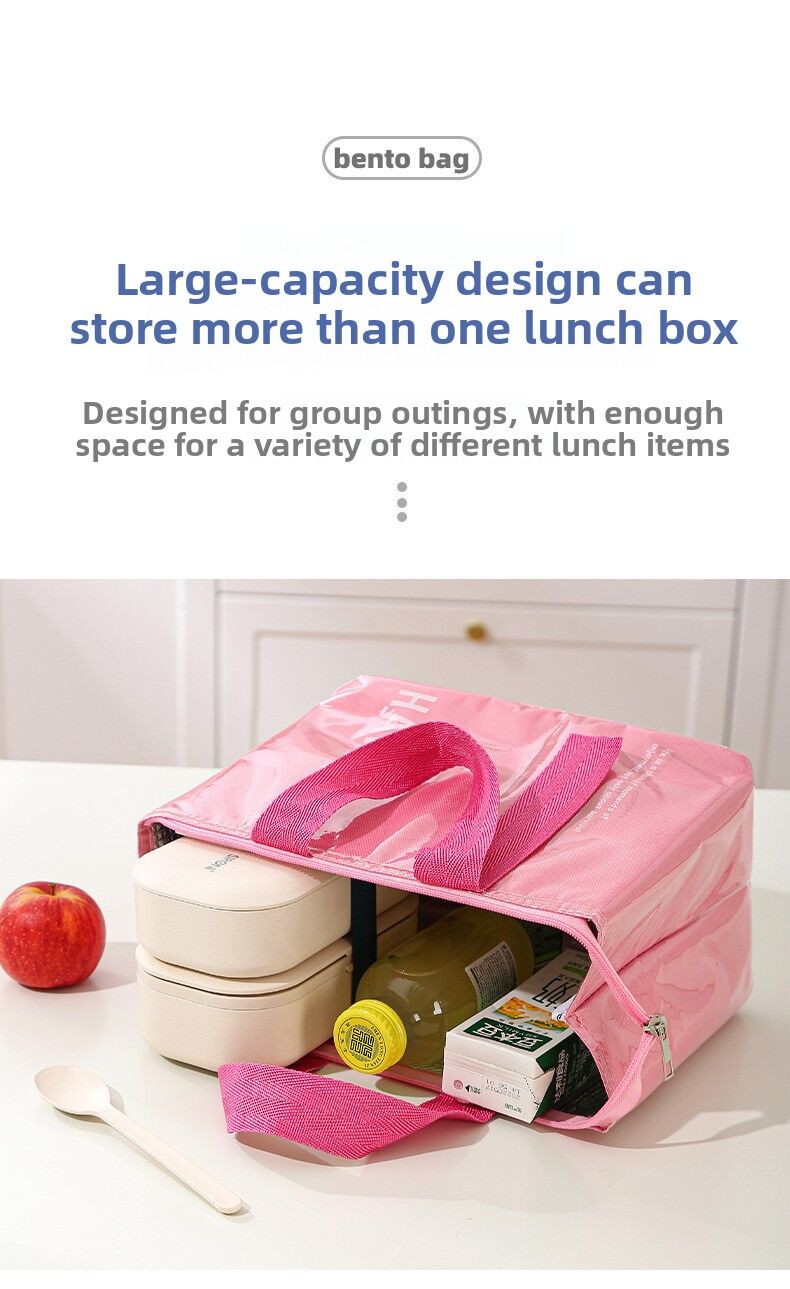 2-Pack Pink Dopamine Color Block Insulated Lunch Bag - Large Capacity Portable Cooler with Thickened Aluminum Foil Liner for Office Camping Picnic