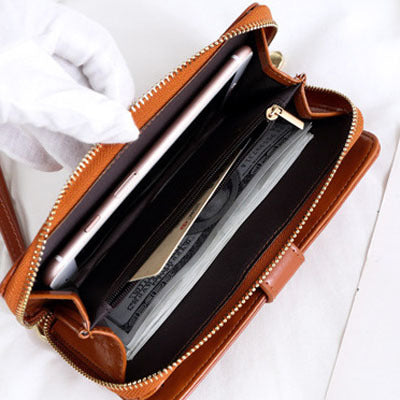 Dark Blue Women's Long Buckle Closure Wallet - PU Lether Large Capacity Multi-Slot Card Holder & Purse Combo wIth Wristband