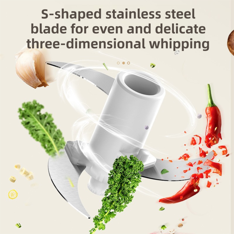 White Wireless Electric Kitchen Grinder -  Portable 150ml Baby Food Maker with 3 Stainless Steel Blades, USB Charging