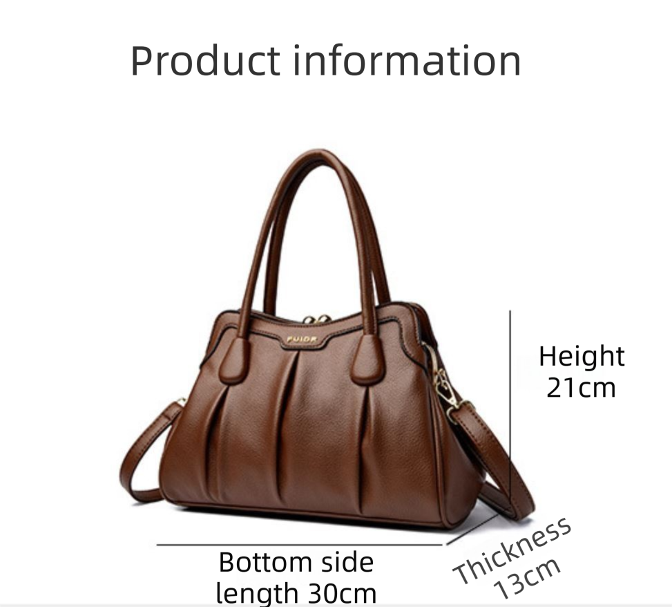 Khaki Women's Premium Wear-Resistant Leather Shoulder Bag - Vintage Frame Kiss-Lock Handbag & Crossbody Satchel