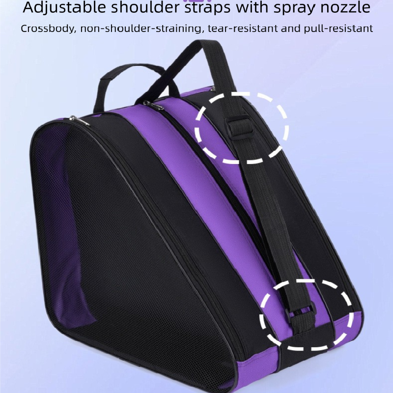 Purple 3-Compartment Roller Skate Bag Breathable Mesh Ice Skate Carrier with Adjustable Shoulder Strap for Kids and Adults Australian Sports Accessories