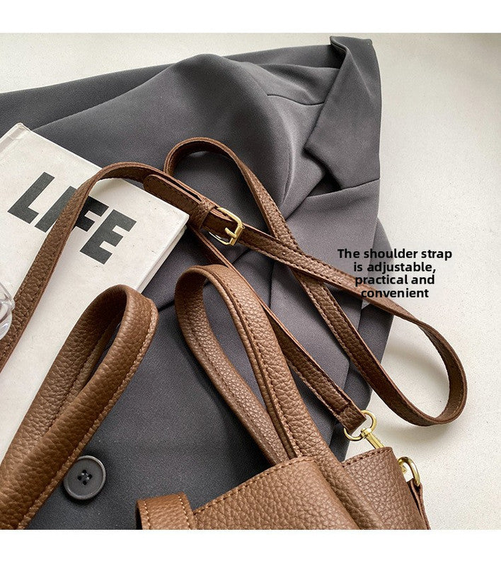 Yellow Retro 2-Piece Women's Bucket Bag Set with Removable Inner Pouch PU Leather Crossbody Handbag and Fashionable Tote for Australian Everyday Use