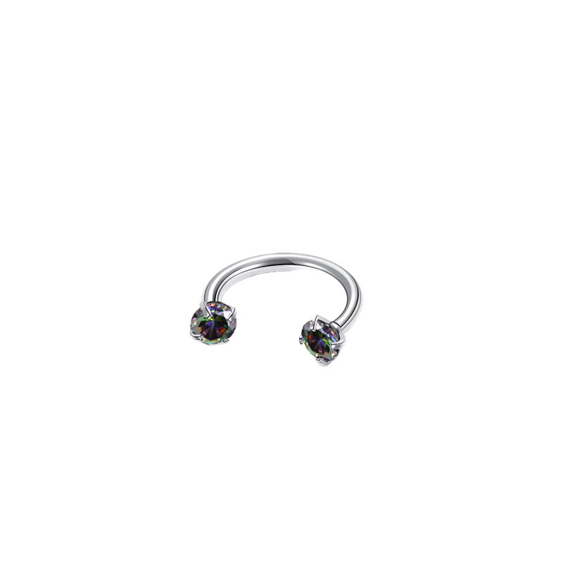 2-PCS Colour G23 Titanium Horseshoe Ring with 5A Zircon Internal Thread for Nose Ear Lip Septum Piercing Hypoallergenic Jewelry for Local Trendsetters