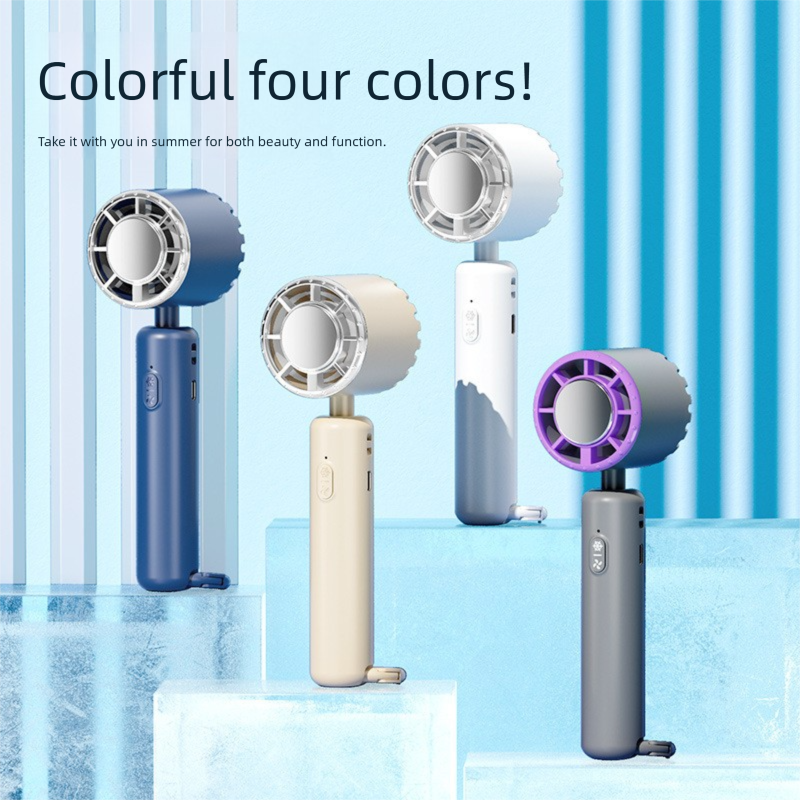 White Portable Ice Cooling Handheld Fan USB Rechargeable 2000mAh Silent Battery Fan for Office and Outdoor Use Personal Cooling Solution for Local Professionals