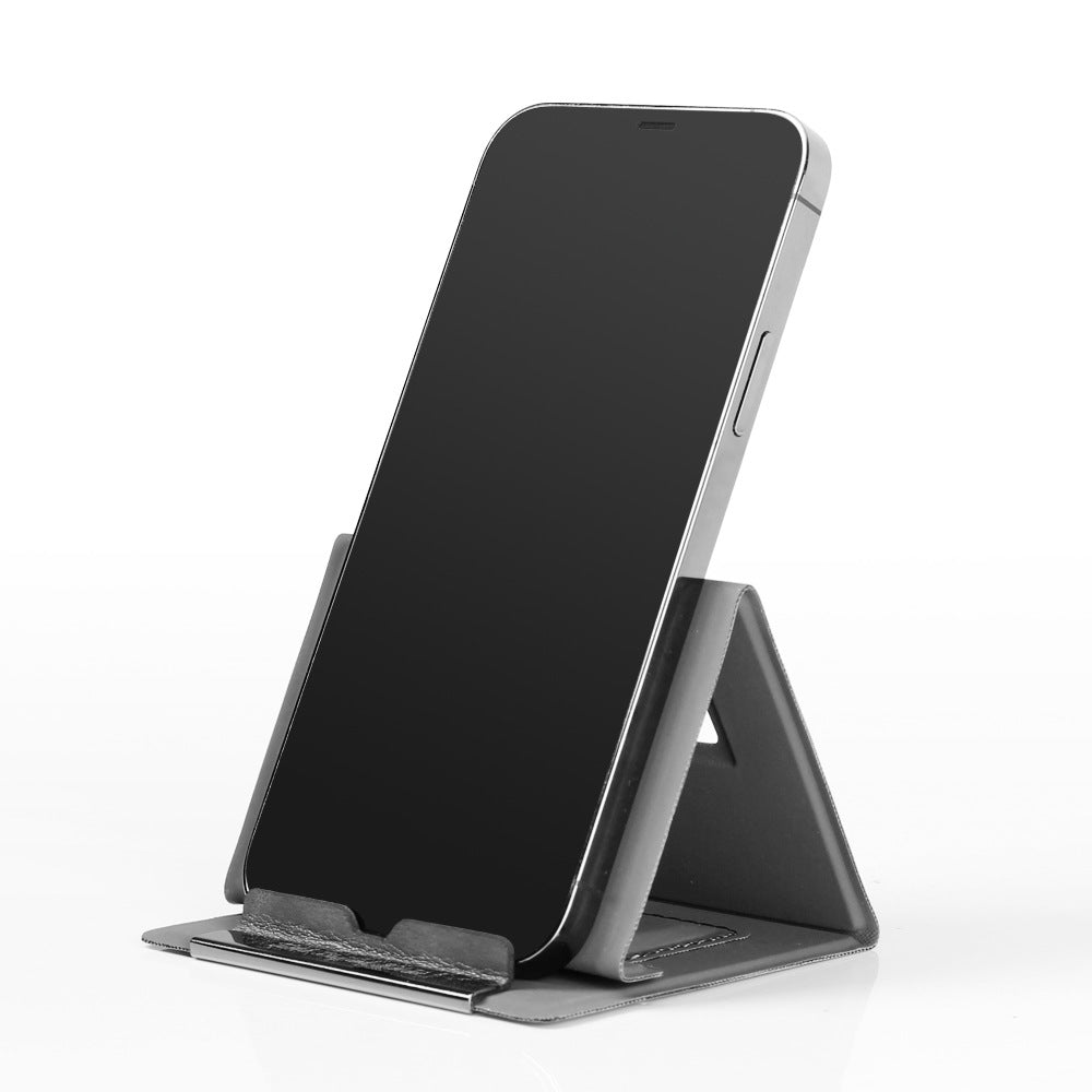 2-PCS Grey Portable Foldable Phone Stand with Card Holder – Compact Desktop Mobile Phone Holder for Home, Office, and Travel Use