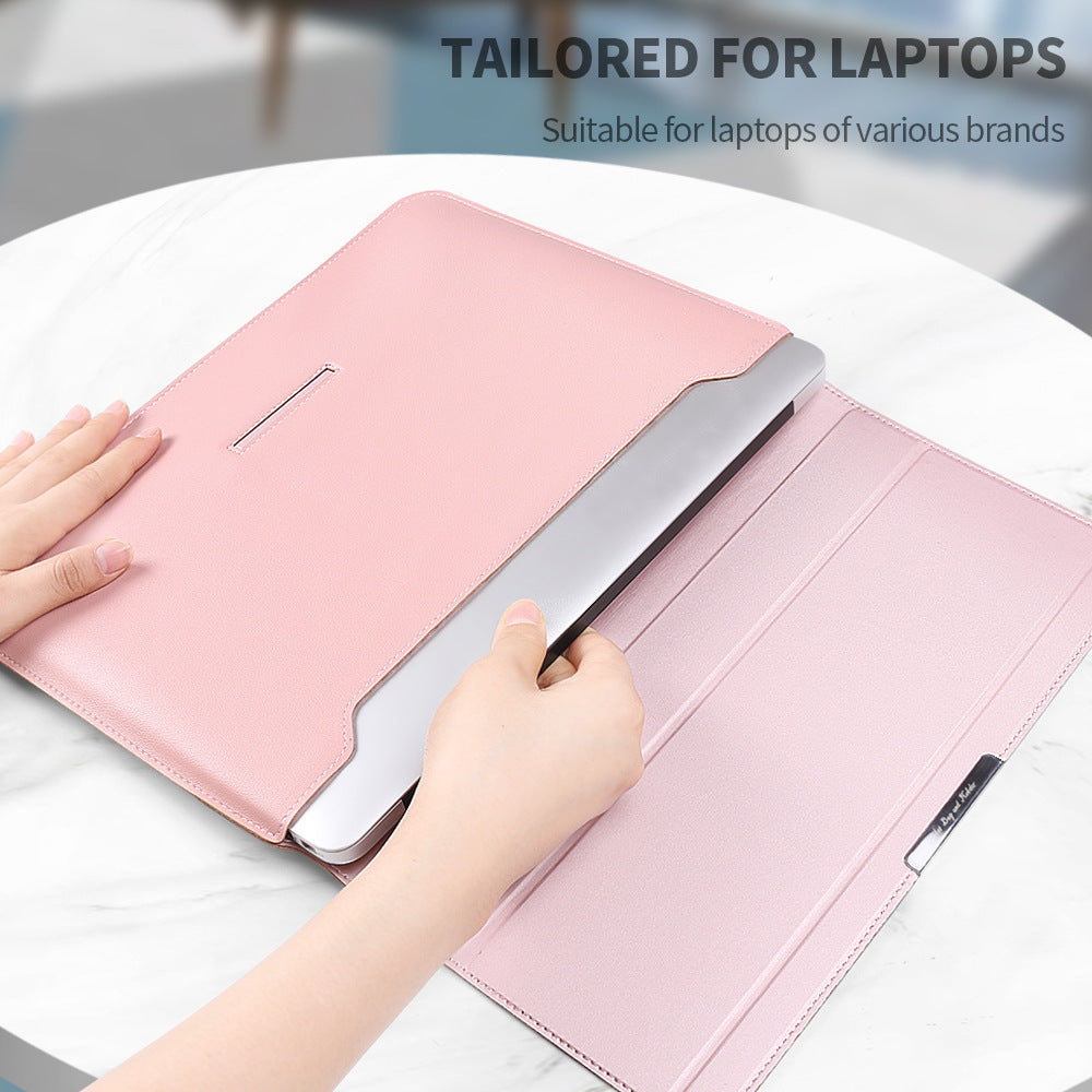 Deep Blue 3-in-1 Laptop Sleeve with Built-In Stand & Wrist Rest – Waterproof PU Protective Case for 13/14 Inch Laptops, Portable and Ergonomic Design