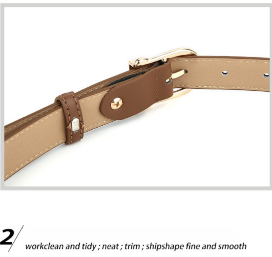 Women's Genuine Leather Thin Belt 2.3cm Width Minimalist Gold D-Shaped Buckle Casual Waist Strap for Jeans Dresses White 105cm