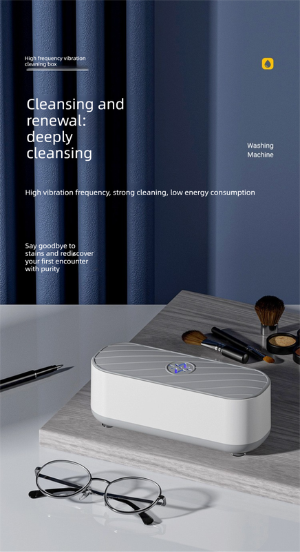 Portable Sonic Vibration Jewellery & Glasses Cleaner - Wireless Battery Operated Washing Box for Travel, Dentures & Makeup Tools (Requires 2x AAA Batteries)