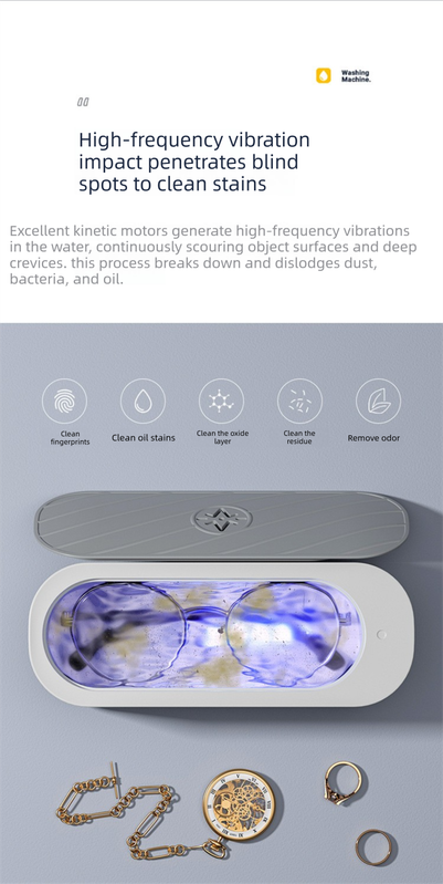 Portable Sonic Vibration Glasses & Jewellery Cleaner - Battery Operated Washing Box for Travel, Dentures & Rings (Sleek Round Lid Edition, Requires 2x AAA Batteries)