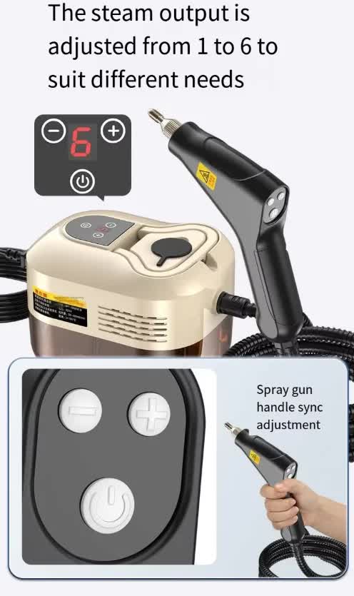 White and Black 1500W High Pressure Steam Cleaner with Digital Display (3.5 BAR) - 1.2L Heavy Duty Steamer for Kitchen Grease, Grout, Car Detailing & Upholstery (AU Plug)