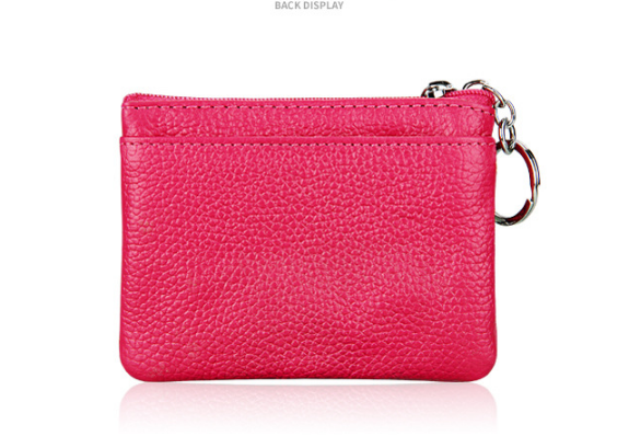 Genuine Leather Coin Purse Mini Wallet with Triple Zipper Pockets Key Ring Holder Pouch for Cash & Cards - Dark Green